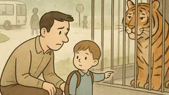 Vic: Oče sinu razlaga o nevarnem tigru