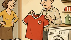 Vic: Mož stoji v pralnici, zmeden