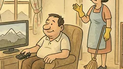 Vic: Mujo sedi v fotelju in gleda TV