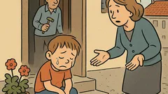 Vic: Perica sedi pred zgradbo in joka