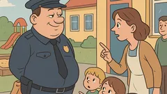 Vic: Pred vrtcem stoji debel policist