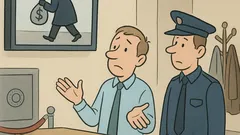 Vic: Policist vpraša blagajnika v banki...