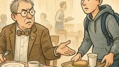 Vic: Profesor sedi v restavraciji, pride študent