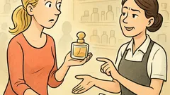 Vic: Blondinka v drogeriji kupuje parfum